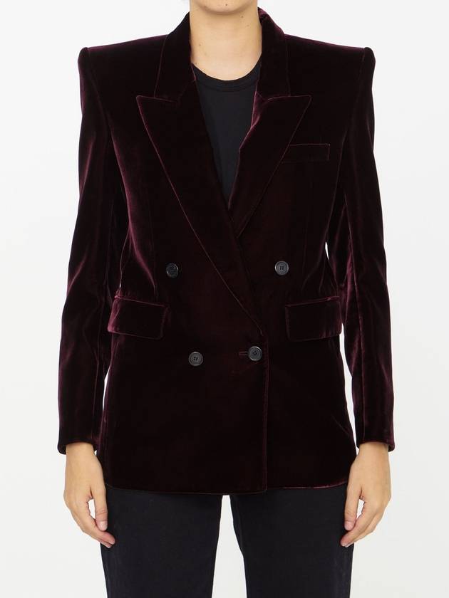 Luxury Saint Laurent Trending 2025 Double Breasted Velvet Jacket Red