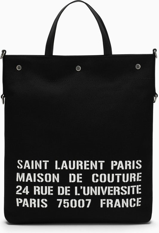 Luxury Saint Laurent Trending 2025 Men's North/south Tote Bag In Canvas in Black | 710264FAA5E