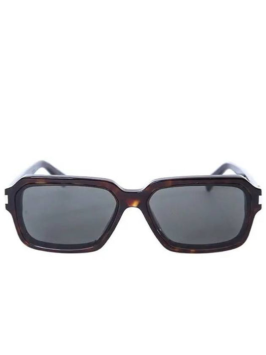 Luxury Saint Laurent Trending 2025 Engraved Logo Square Frame Sunglasses Brown
