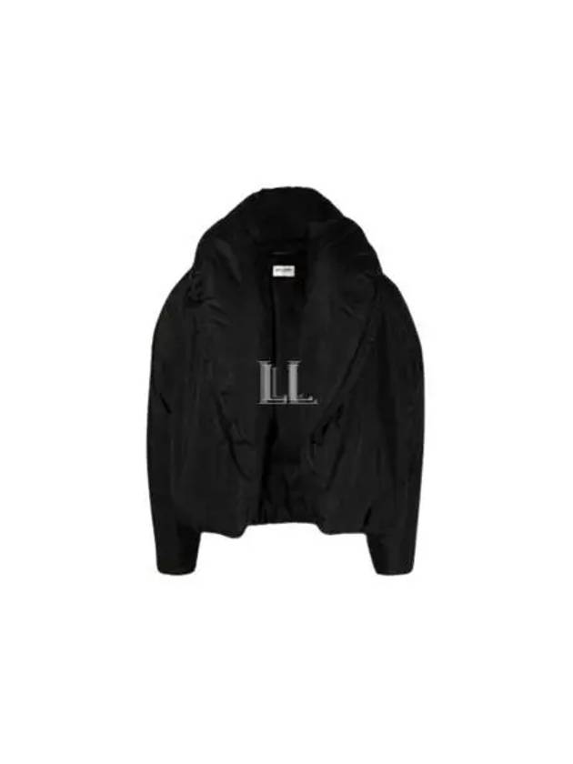 Luxury Saint Laurent Trending 2025 Cropped Puffer Silk Taffeta Jacket Black