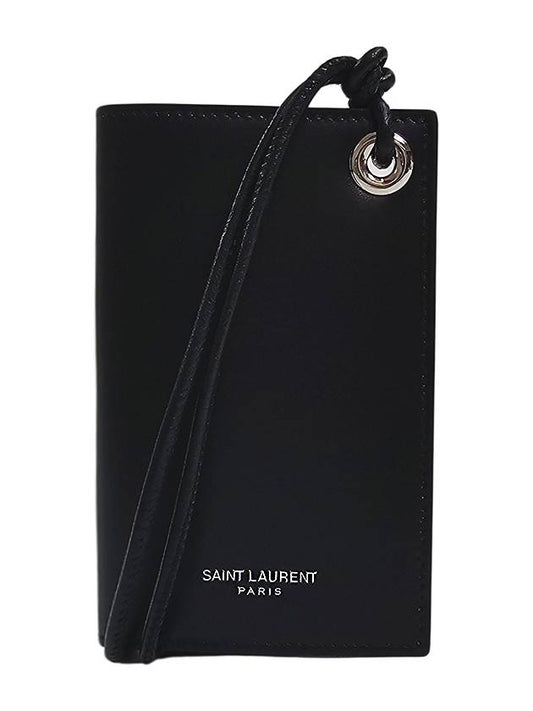 Luxury Saint Laurent Trending 2025 Men's Logo Strap Card Wallet Black