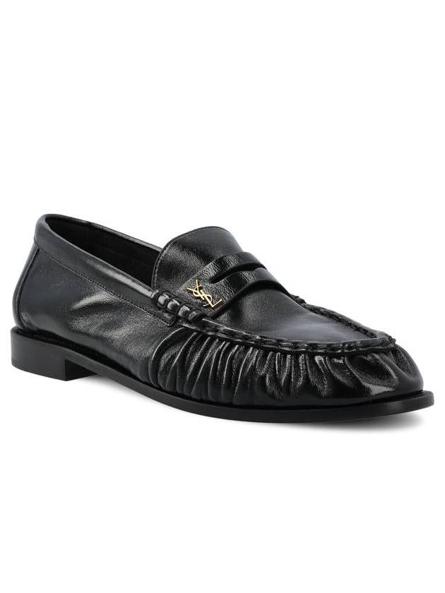Luxury Saint Laurent Trending 2025 Le Signature Cassandre Logo Plaque Lamb Skin Loafer Black