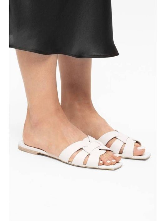 Luxury Saint Laurent Trending 2025 Tribute Smooth Leather Mules White