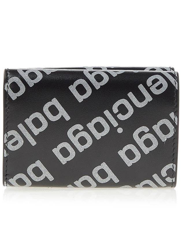 Luxury Balenciaga Trending 2025 All-Over Logo Tri-Fold Half Wallet Black