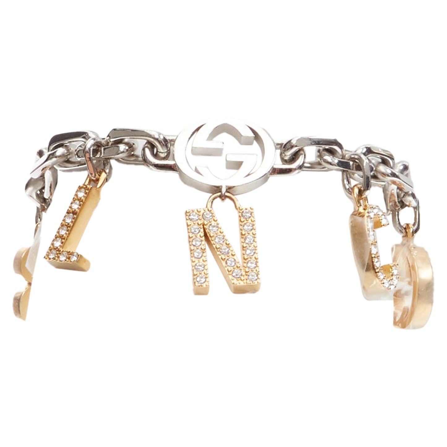 Gucci Luxury Balenciaga Trending 2025 Hacker Project silver GG B logo charms bracelet