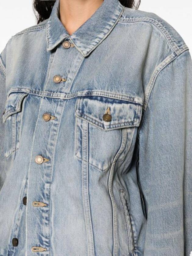 Luxury Saint Laurent Trending 2025 Oversized Fit Denim Jacket Sky Blue