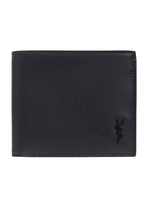 Luxury Saint Laurent Trending 2025 Tiny Cassandre Monogram Half Wallet Black