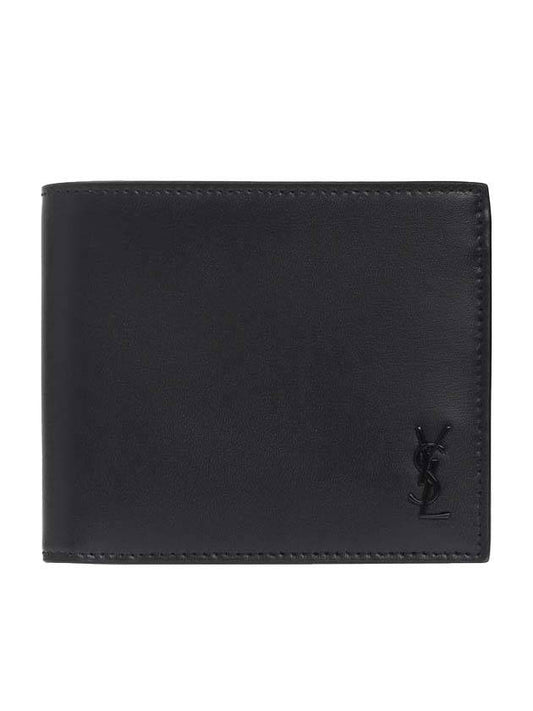 Luxury Saint Laurent Trending 2025 Tiny Cassandre Monogram Half Wallet Black