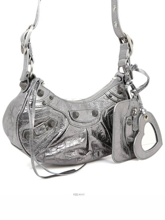 Luxury Balenciaga Trending 2025 Women s Le Cagol Xs Shoulder Bag Metallic Silver Cross 671309