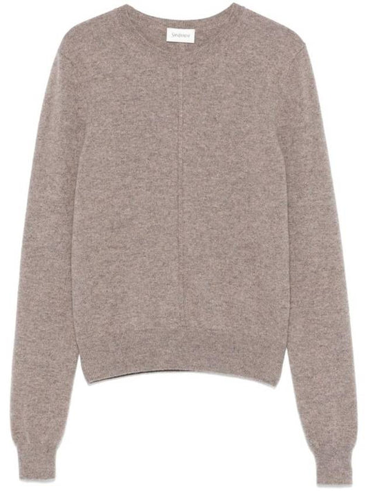 Luxury Saint Laurent Trending 2025 Openwork Cashmere Sweatshirt Taupe
