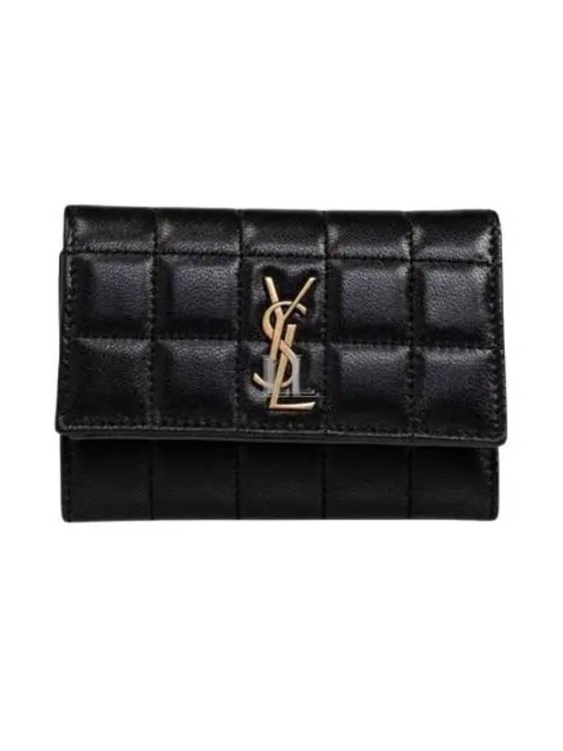 Luxury Saint Laurent Trending 2025 Cassandra Matelasse Carre Half Wallet Black