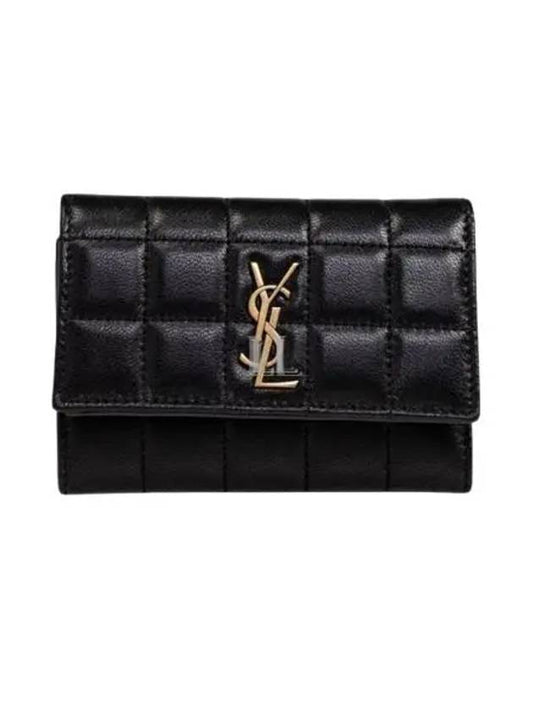 Luxury Saint Laurent Trending 2025 Cassandra Matelasse Carre Half Wallet Black