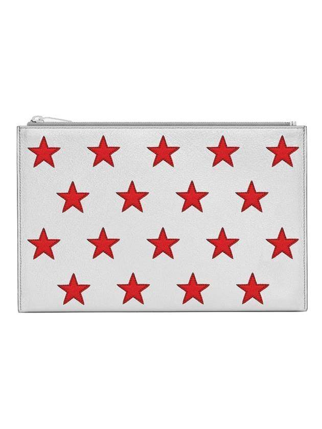 Luxury Saint Laurent Trending 2025 Red Star Point Clutch Bag Silver