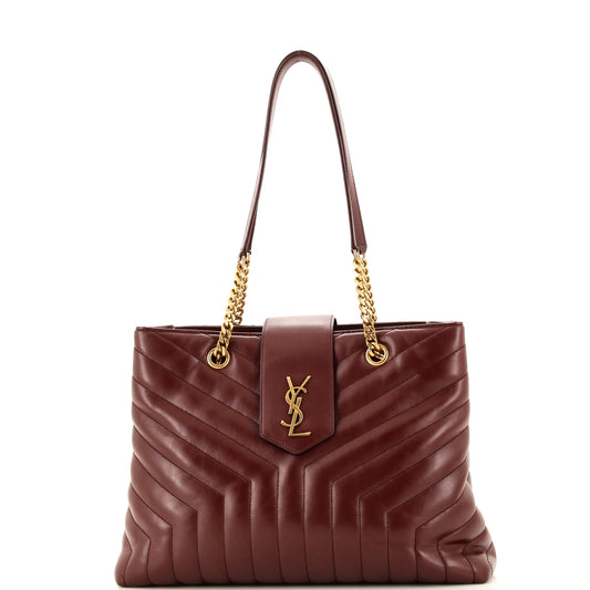 Luxury Saint Laurent Trending 2025 LouLou Tote Matelasse Chevron Leather Large