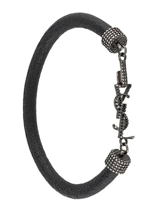 Luxury Saint Laurent Trending 2025 Opium Crinkled Leather Bracelet Black