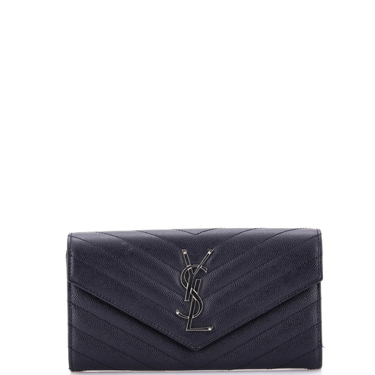 Luxury Saint Laurent Trending 2025 Classic Monogram Flap Wallet Matelasse Chevron Leather Large