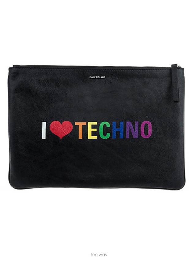 Luxury Balenciaga Trending 2025 I Love Techno Clutch Bag Black
