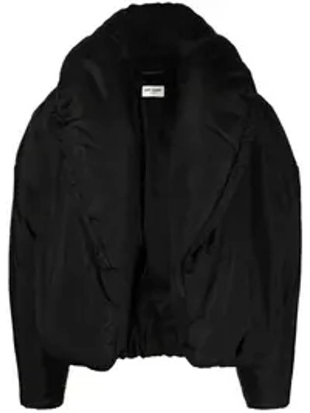 Luxury Saint Laurent Trending 2025 Cropped Puffer Silk Taffeta Jacket Black