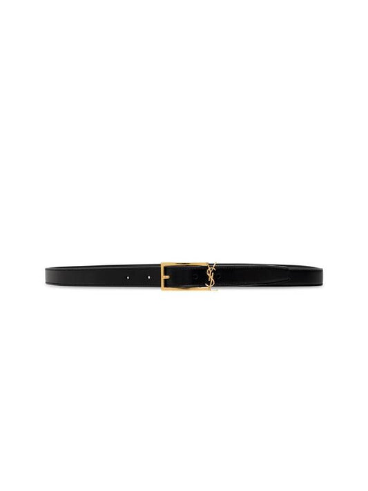Luxury Saint Laurent Trending 2025 Logo Leather Belt Black