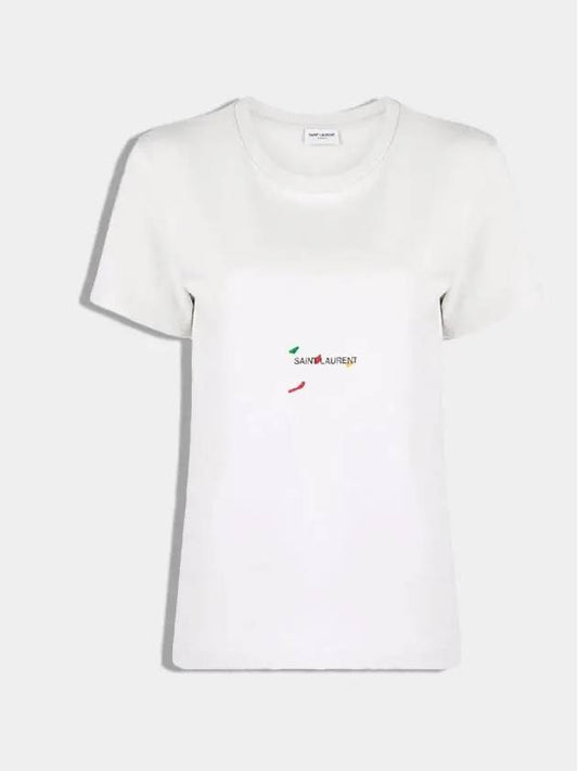 Luxury Saint Laurent Trending 2025 Color Print Short Sleeve T-Shirt Grey