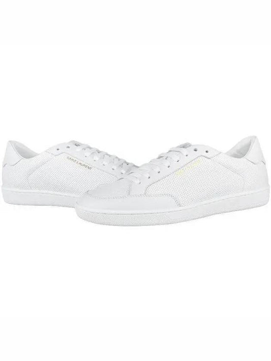 Luxury Saint Laurent Trending 2025 Court Classic Perforated Leather Low Top Sneakers White