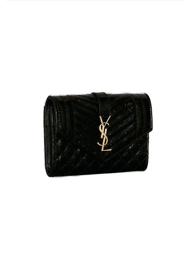 Luxury Saint Laurent Trending 2025 Matelasse Envelope Small Half Wallet Black