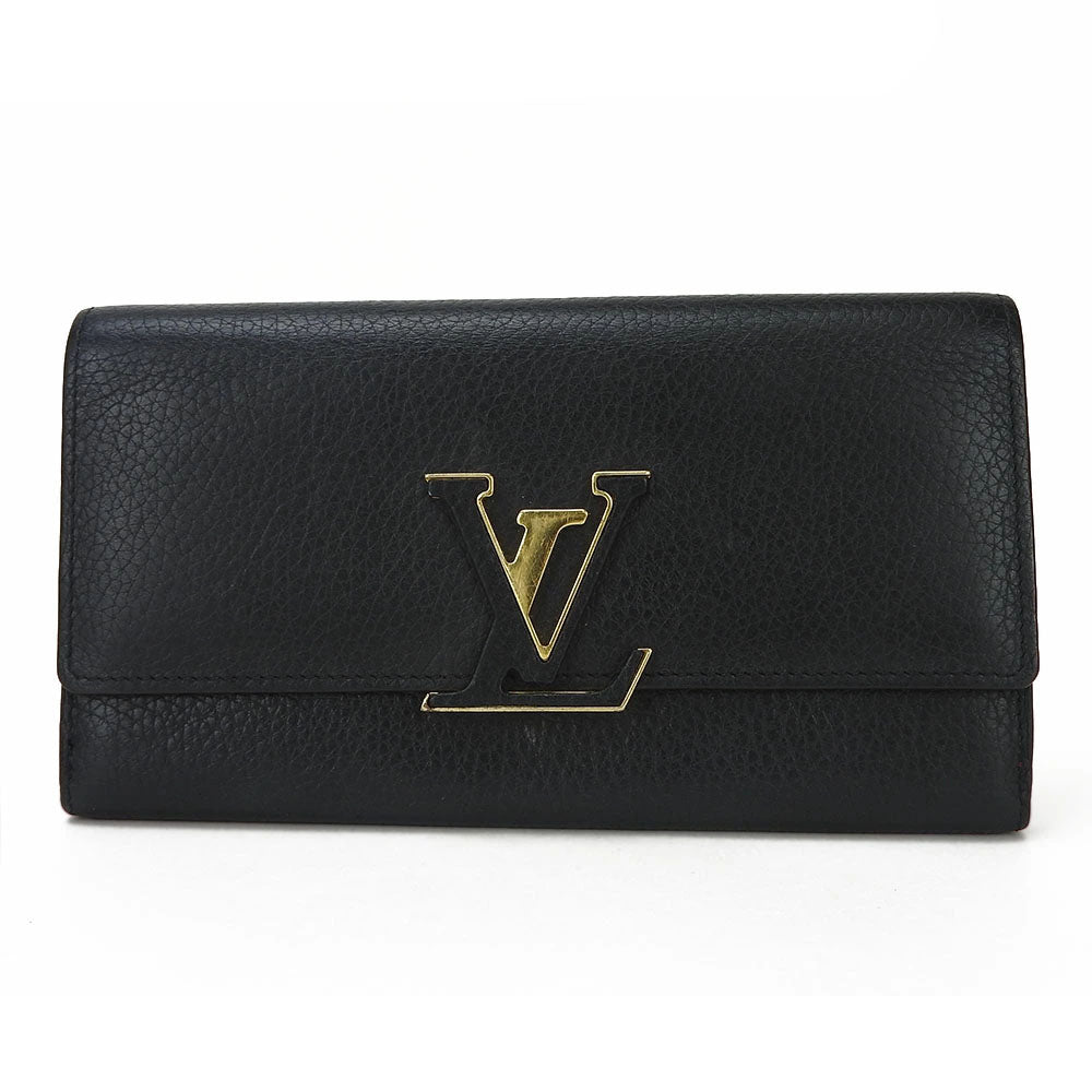 LOUIS VUITTON Long Wallet Purse M61248 leather black Portefeuille Capsine