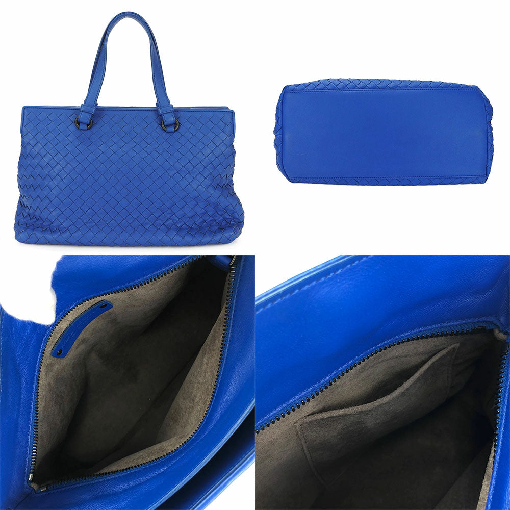 BOTTEGAVENETA Handbag leather blue INTRECCIATO Women