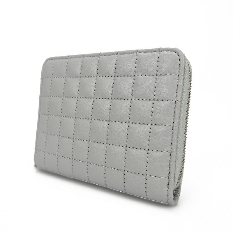 CELINE Card Case 10B663BFL.08GC leather gray C charm Women