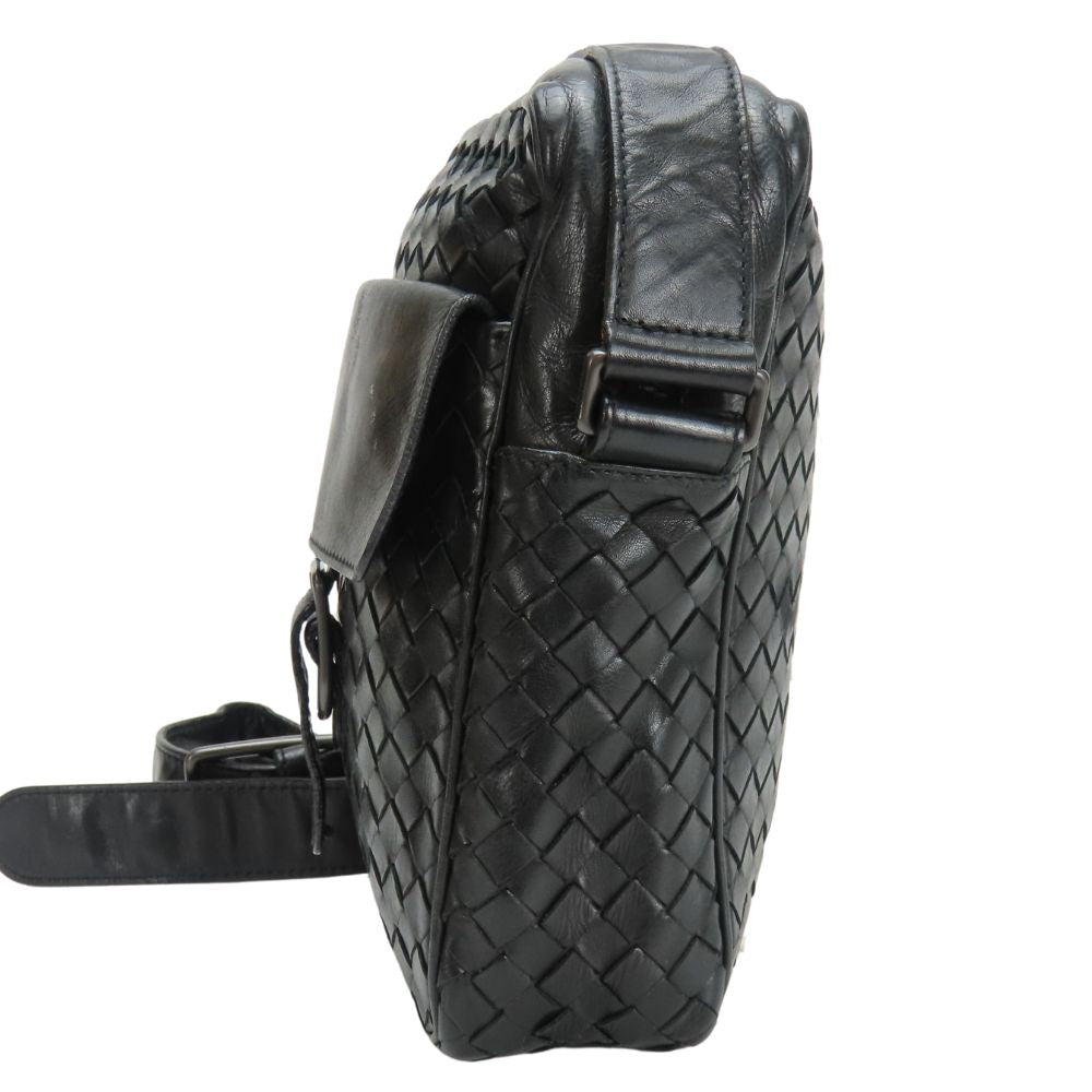 BOTTEGAVENETA Shoulder Bag 113092 leather black INTRECCIATO Women(Unisex)