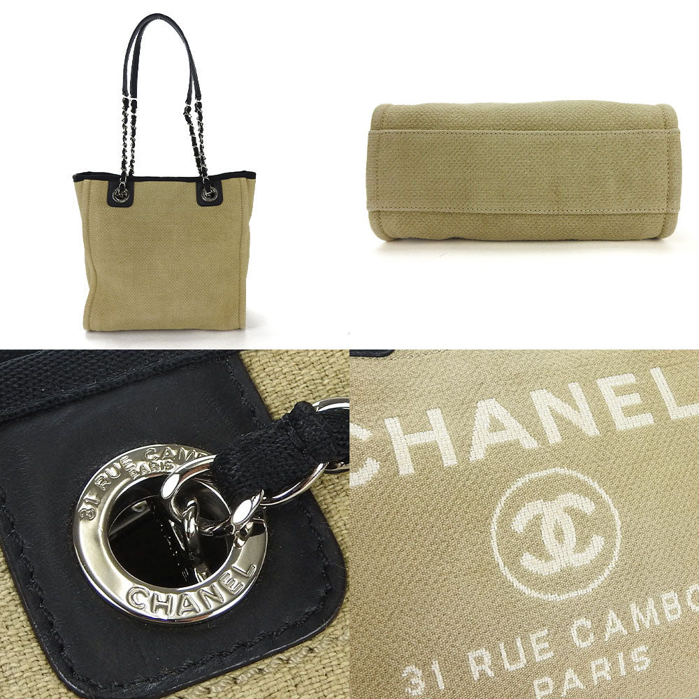 CHANEL Tote Bag canvas beige DeauvillePM