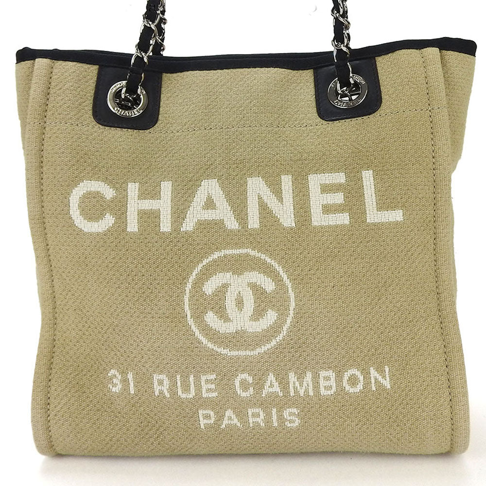CHANEL Tote Bag canvas beige DeauvillePM