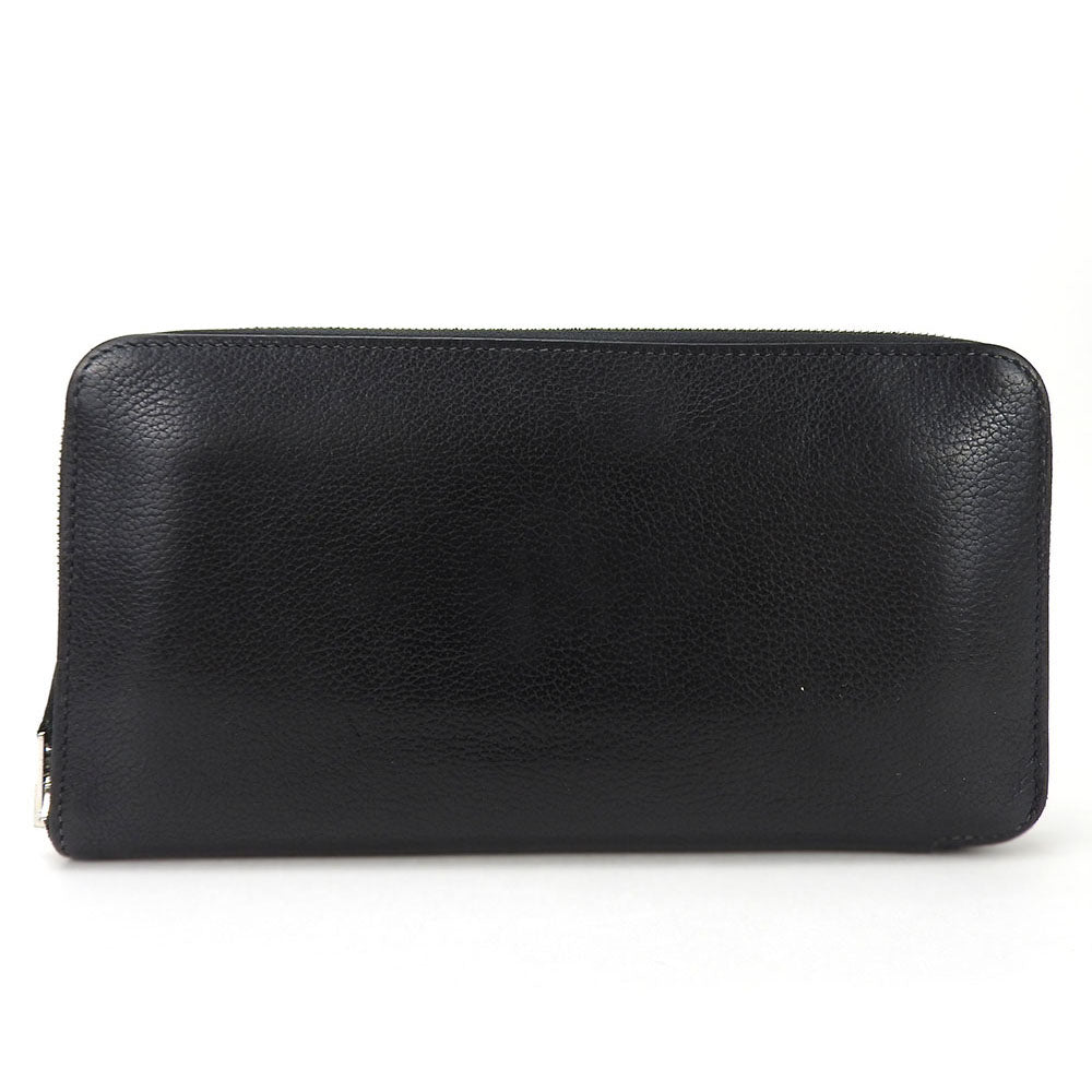 HERMES Long Wallet Purse leather black Classic Azap Long mens