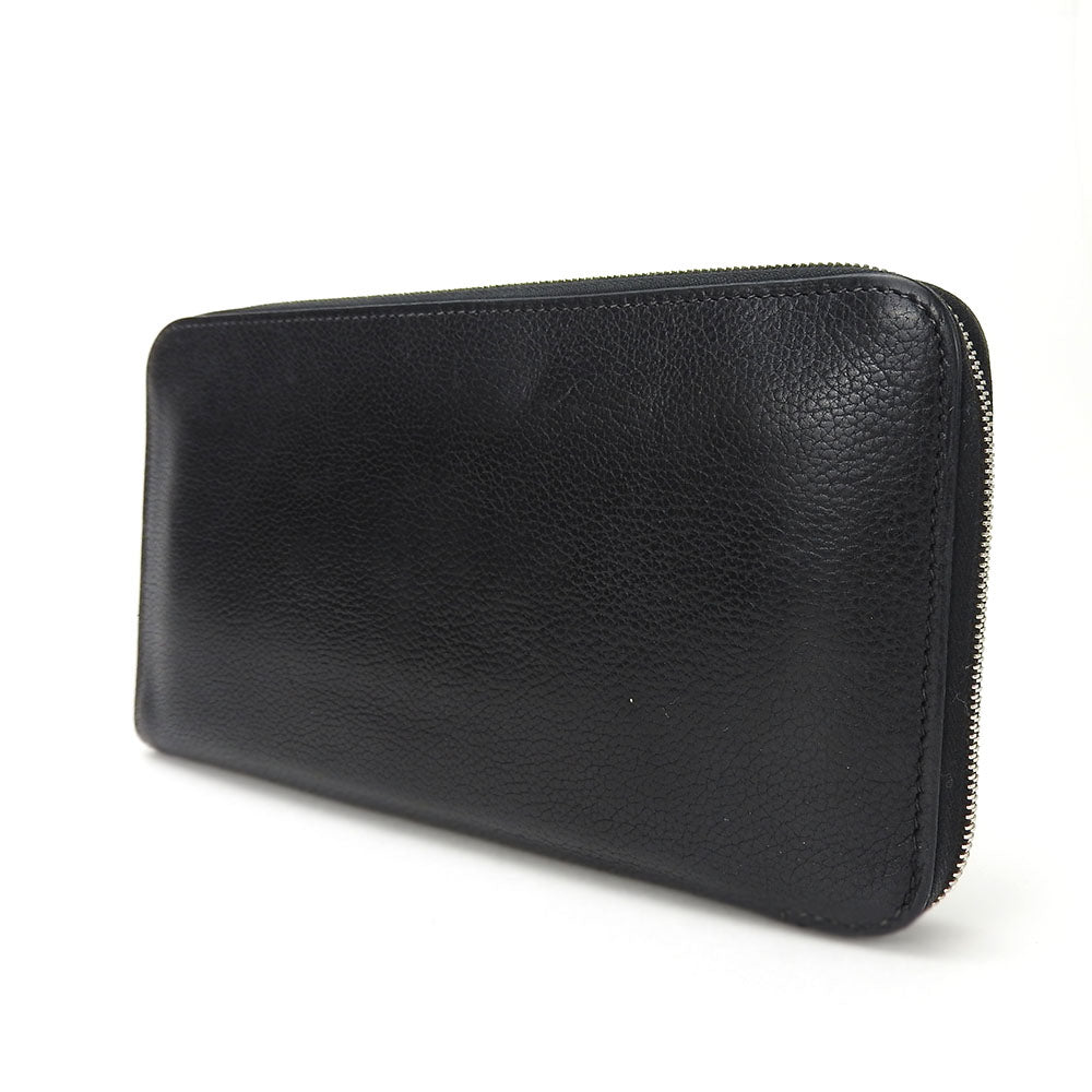 HERMES Long Wallet Purse leather black Classic Azap Long mens