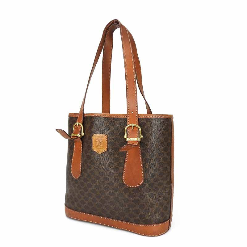 CELINE Tote Bag PVC, Leather Brown Macadam Women