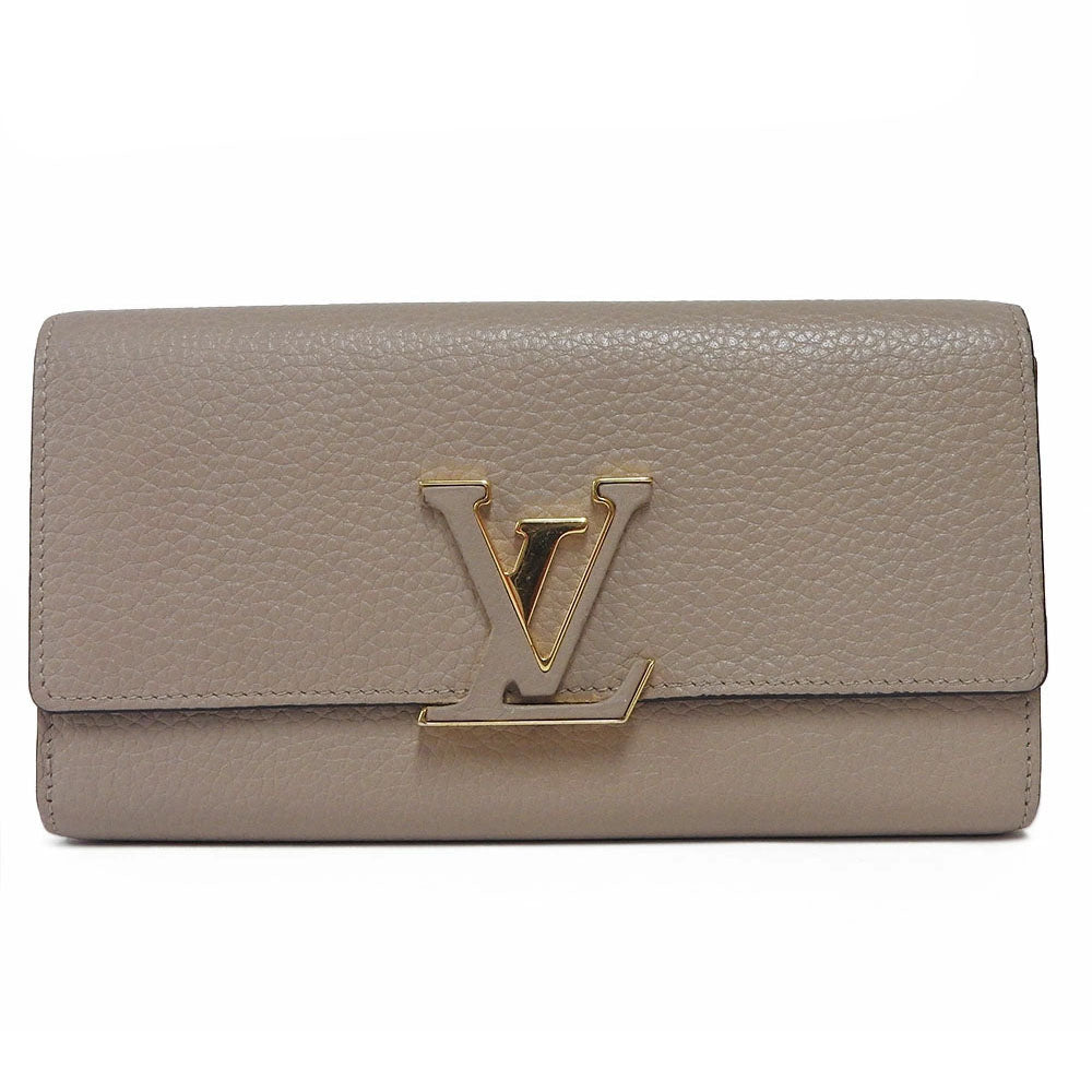 LOUIS VUITTON Long Wallet Purse M61249 leather beige Portefeuille Capsine