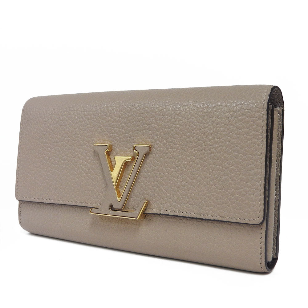 LOUIS VUITTON Long Wallet Purse M61249 leather beige Portefeuille Capsine