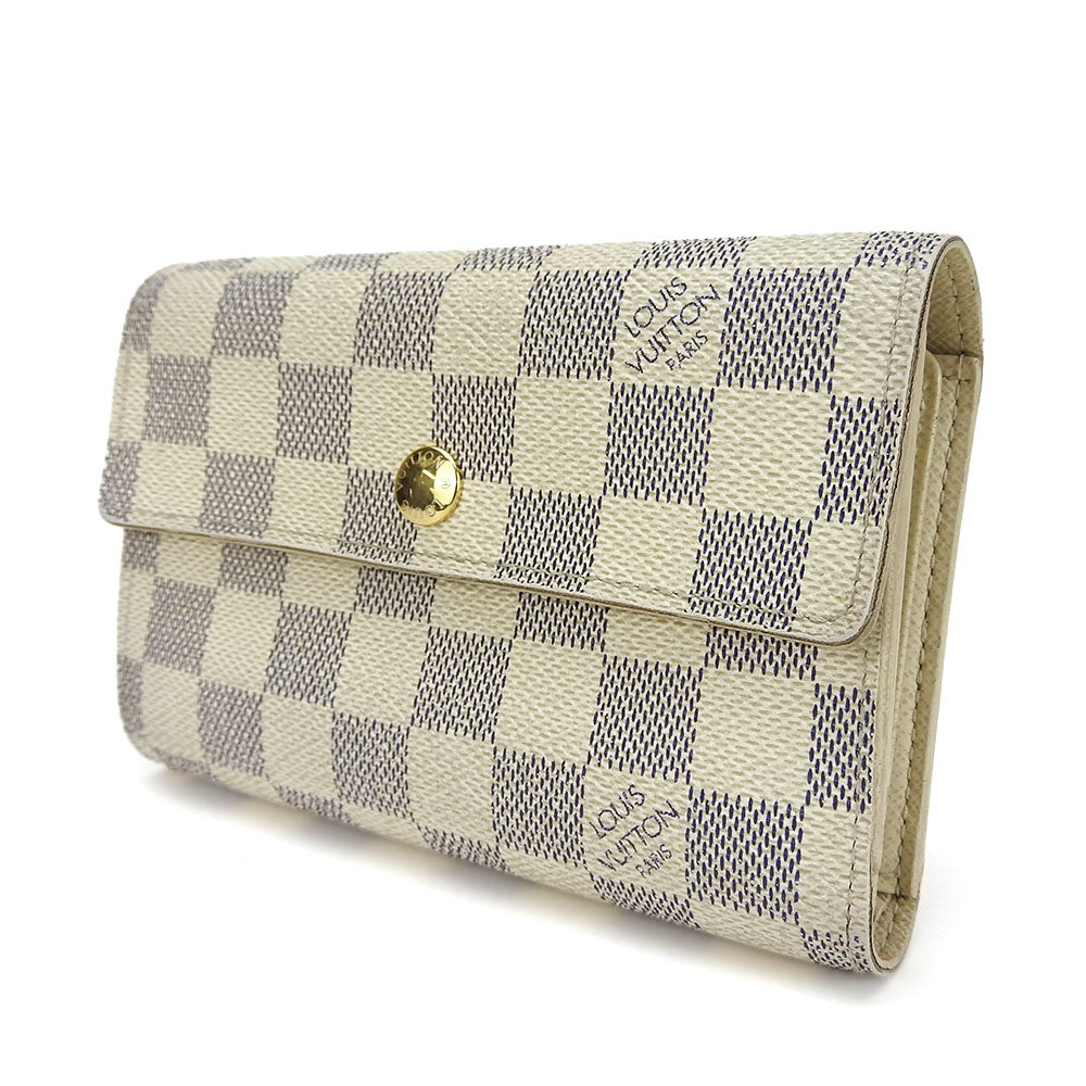LOUIS VUITTON Tri-fold wallet N63068 Damier Azur white Portefeuille Alexandra Women