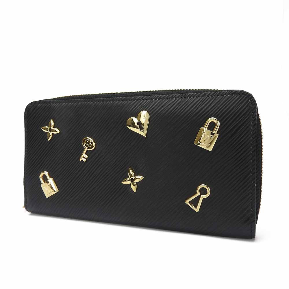 LOUIS VUITTON Long Wallet Purse M63991 Epi Leather Noir Love Lock Zippy Wallet Women