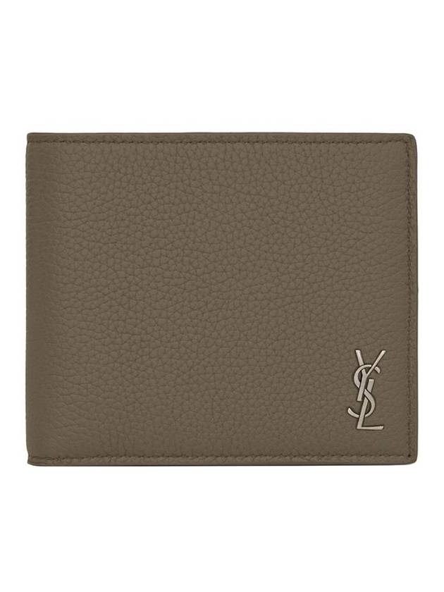 Luxury Saint Laurent Trending 2025 Tiny Cassandre Logo Plaque Half Wallet Khaki