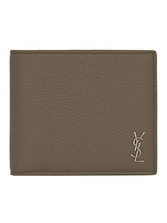 Luxury Saint Laurent Trending 2025 Tiny Cassandre Logo Plaque Half Wallet Khaki