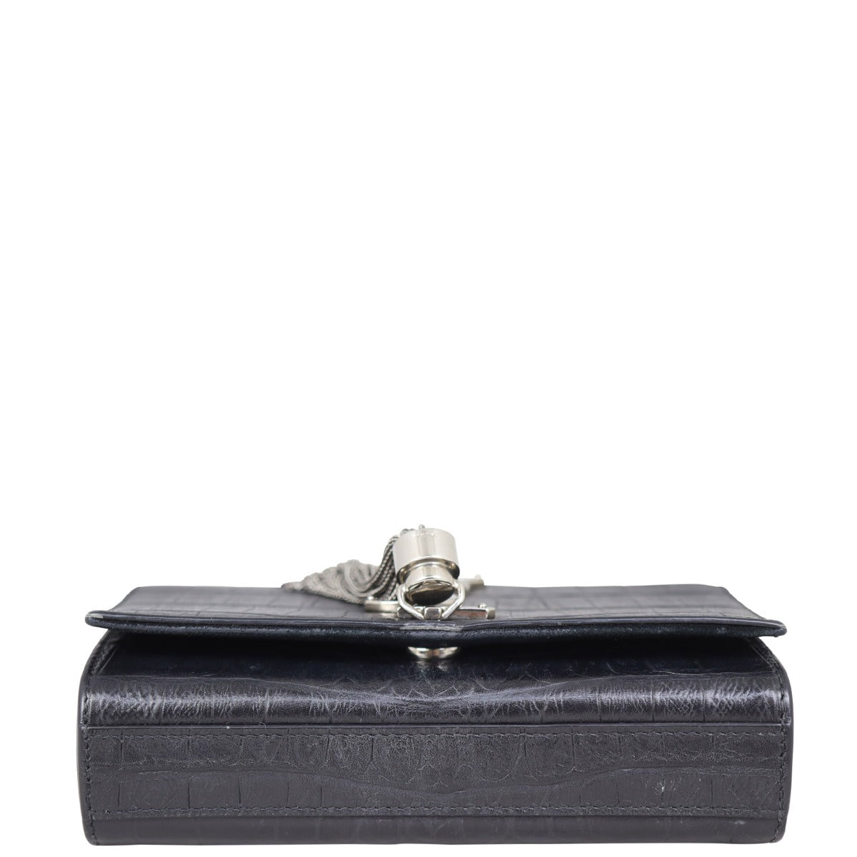 Saint Laurent Kate Tassel Chain Bag Small Croc-Embossed