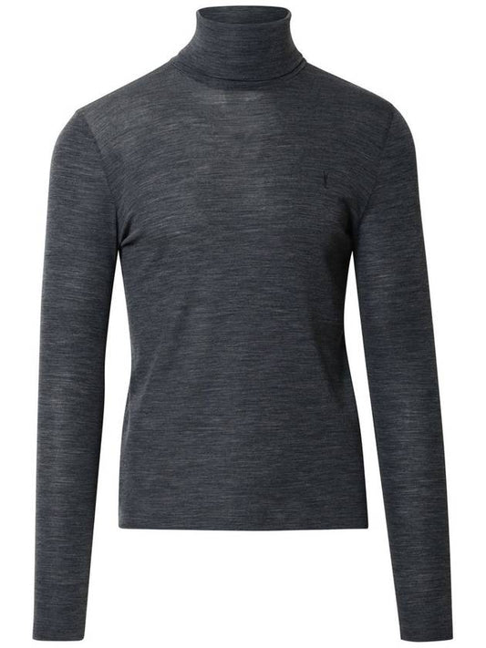 Luxury Saint Laurent Trending 2025 Embroidered Logo Roll Neck Wool Knit Top Grey