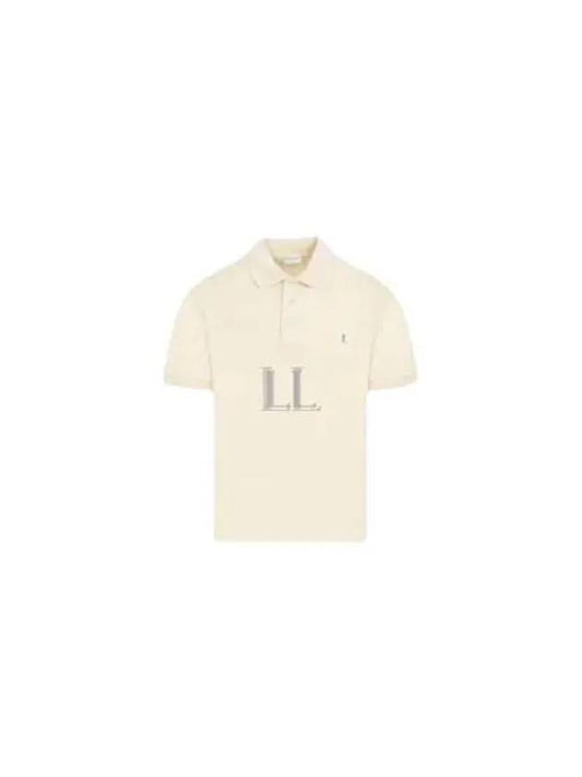 Luxury Saint Laurent Trending 2025 Men's Cassandre Cotton Polo Shirt Beige