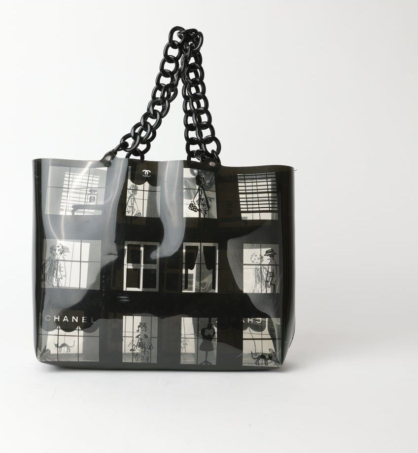 Chanel Vinyl Coco Window Tote Black
