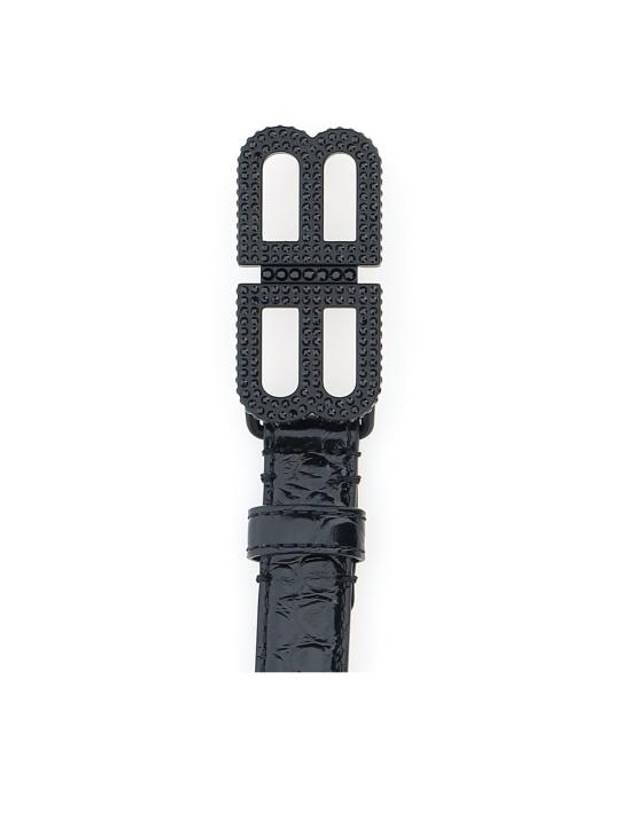 Luxury Balenciaga Trending 2025 BB Hourglass Leather Belt Black