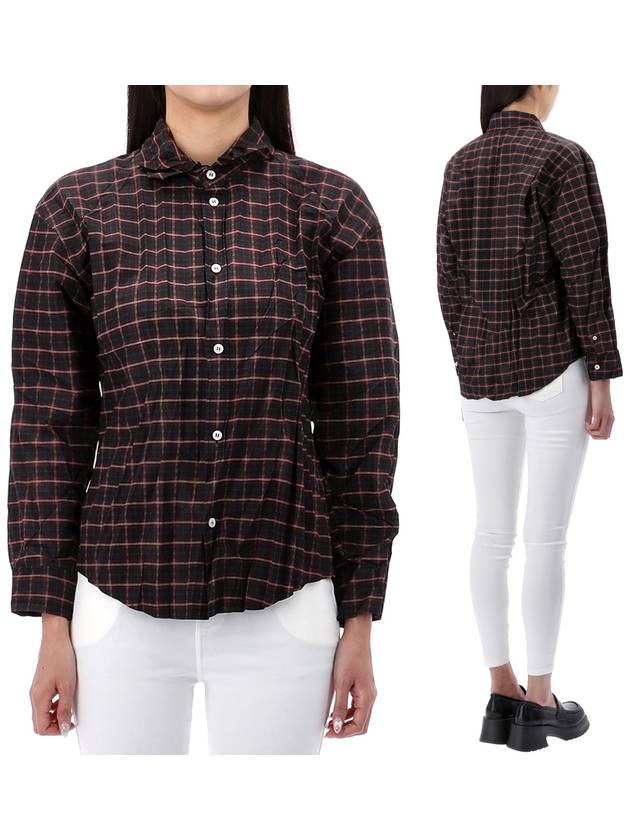 Luxury Balenciaga Trending 2025 Check Pleated Long Sleeve Shirt