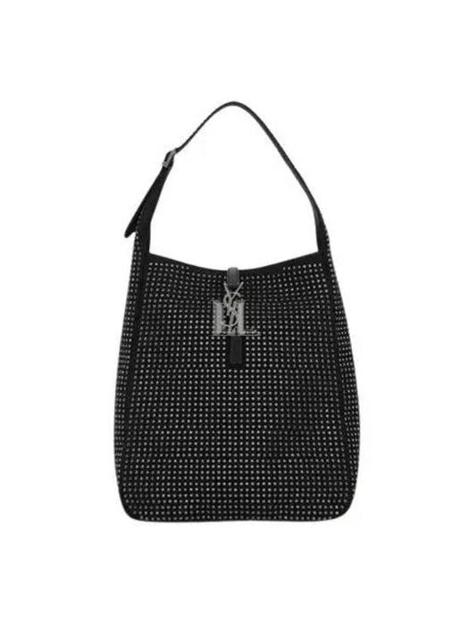 Luxury Saint Laurent Trending 2025 Logo Embellished Medium Shoulder Bag Black