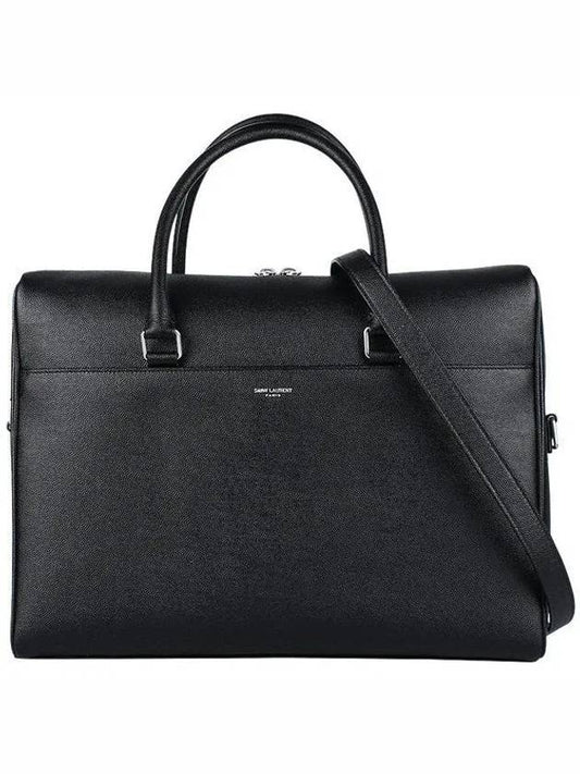 Luxury Saint Laurent Trending 2025 Logo Leather Brief Case Black