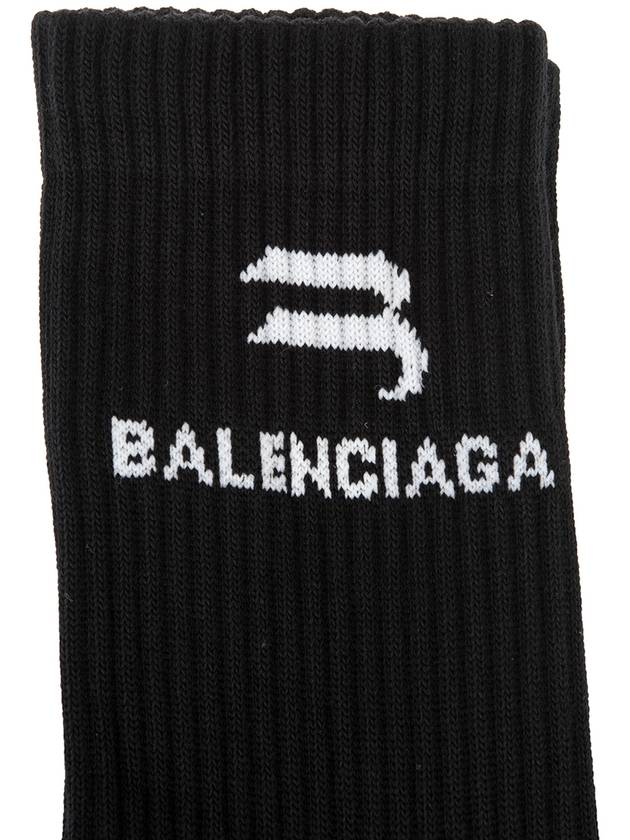 Luxury Balenciaga Trending 2025 Logo Ribbed Cotton Socks Black